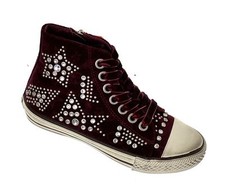 ASH Bordeaux Rot Kult Mädchen Schuhe mit Nieten Straß  div.Gr. NEU Chucks 