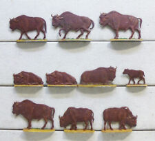 10 Zinnfiguren Bisons Büffel Tiere 30mm bemalt
