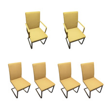 Venjakob 6er Set Stuhl A258 Stoff Rom Schilf Gelb Gestell Edelstahloptik