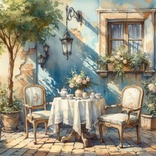 Wandbild Toskana Hinterhof