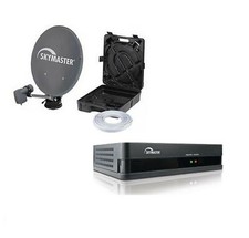 SKYMASTER Mobile Komplett Camping Sat Anlage HD Receiver DXH 101 PVR 15 m Kabel