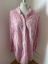 Tunika Boho Lochstickerei Rosa Baumwolle Gr. 44/46