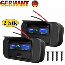 2Stk 12V Auto Dual USB Typ-C Ladegerät Buchse Einbau Steckdose für Wohnwage KFZ