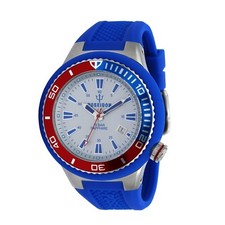 POSEIDON Armbanduhr L, Datum, 15 Bar, Analog, Silikonband, UP00514 Blau/Silber
