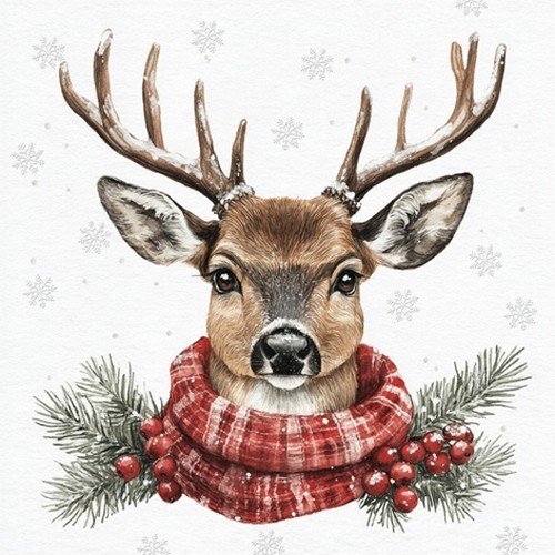 Servietten cerf hiver - 20,