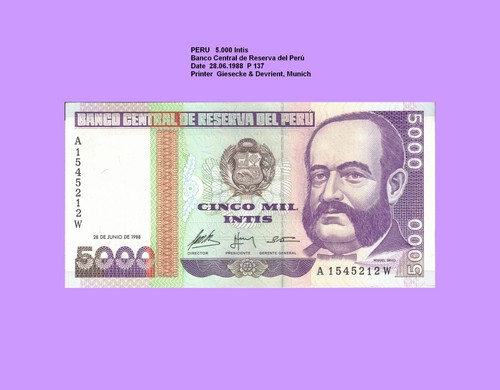 Peru 5000 intis 1988 - , p