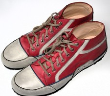 Stiefelette Leder rot/weiß