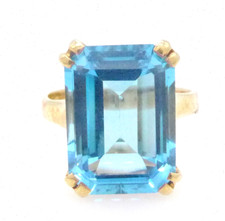 Größe 53 Ring 750 GOLD 18 Karat Gelbgold bague Goldring Blautopas oro G2986/25