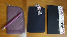 Kosmetiktasche Etui lila + Kugelschreiber + Handyetui + Notizblock 2015/2016