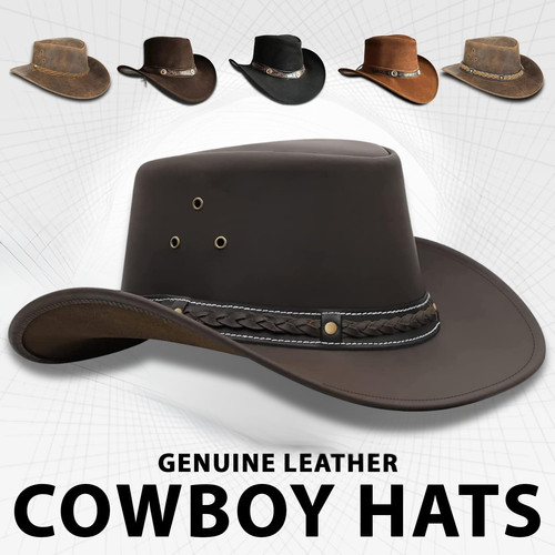 Echt leder cowboyhut herren - echt,