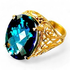 Neptun Gartentopas, filigraner massiver 10KY oder 14KY Gold Damenring, R291