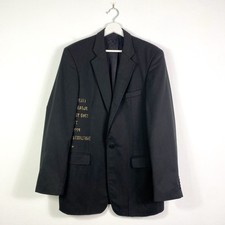 Junk de Luxe Sakko Gr.52 Herren Schwarz Grau Nadelstreifen Bedruckt Anzugjacke