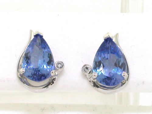 Tansanit ohrstecker 14kt gold - ohrstecker,