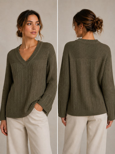Damen strickpullover khaki - strickpullover,