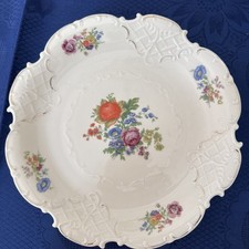 Schirnding Bavaria Servierplatte/ Teller  Ø29 cm, Blumen & Gold antik 