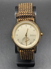 Skagen SKW3106 Dome Lille Damen Armbanduhr Wollband 32mm Gold/ Braun
