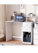 Moderner Schreibtisch mit Schubladen und Regal – 105 x 48 x 94 cm – Weiß