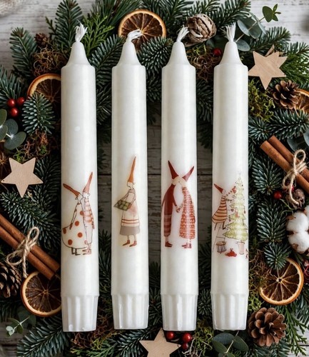 Stabkerzen wichtel 4er set - stabkerzen,