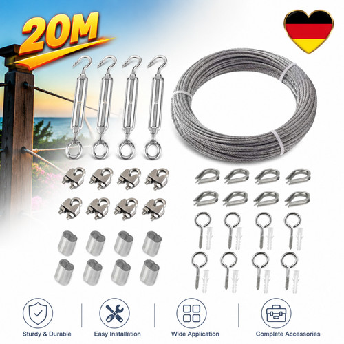 Edelstahl stahlseil 20m - stahlseil,