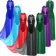 Damen Tanzkleidung Karneval Kostüm Wettbewerb Kleid Lang Fließend Lyrisch Prom