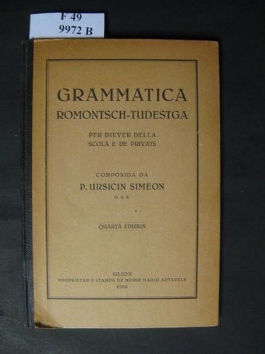 Grammatica romontsch tudestga - grammatica, romontsch-tudestga