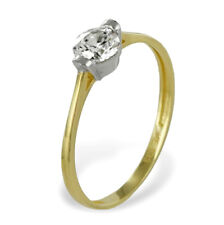 ECHT GOLD *** Solitär Zirkonia Ring  bicolor, Größenauswahl