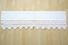 Kurze Gardine Schweden Landhausstil Baumwolle Häkelarbeit weiß 140 x 42 cm