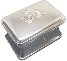 SILBER 13 LOT DECKELDOSE MIT LÖWENFIGUR, RADPUNZE WIEN 1855 VINTAGE