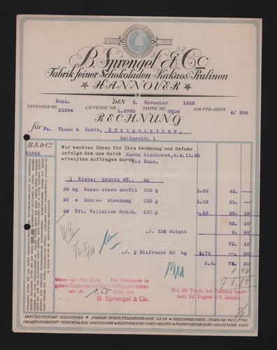 Hannover rechnung 1925 b - rechnung,