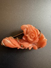 Korallen Brosche Gold