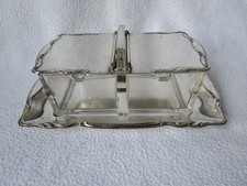 WMF Marmeladendose Glas 2-geteilt mit versilbertem Klapp-Deckel  auf Tablett