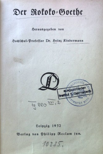 Der rokoko goethe deusche - der,