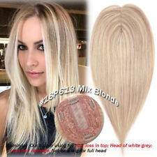Damen DICK Echthaar Toupet Toupee Topper Clip In Remy Human Hair Haarteile Glatt
