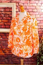 Vintage orig 70er Bluse orange Megakragen Schlager Disco Flower Power Neon 44