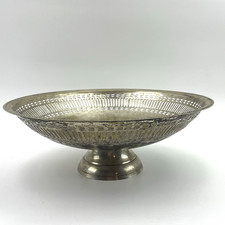 Vintage Obstschale versilbert | Antike Dekoschale auf Fuß | Durchbruch Muster