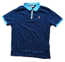 Fila Stripes Tennis Poloshirt Vintage BB1 Classic Björn Borg Retro blau L