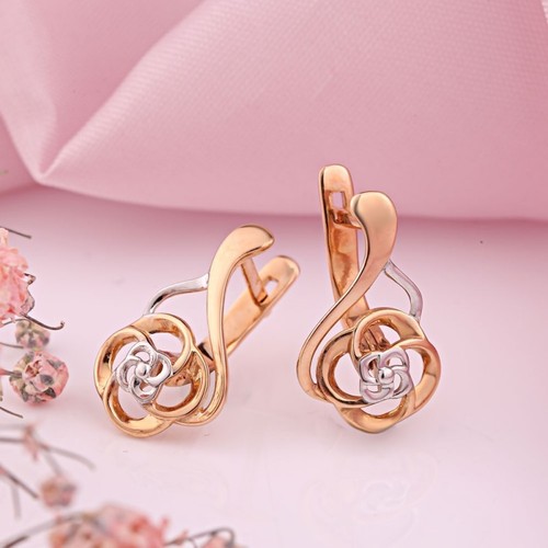 Bicolor gold 585 14kt ohrringe - bicolor,