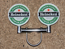 Seltenes Heineken Pilsener Premium Trade Mark Zapfhahnschild 2 f Chrom Halterung