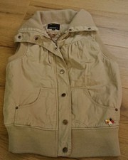 Fishbone Steppweste Daunen Stepp Jacke Weste Beige Gr. M Baumwolle