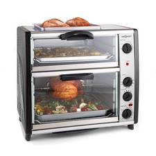 Mini Backofen Elektro Grill Pizzaofen Miniofen Doppel Grillplatte 42L 2400W LED