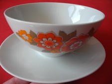 Mitterteich Porzellan Sauciere  Schüssel Geschirr Blumendekor Rot Orange Grün