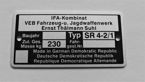 Typenschild simson sr4 - typenschild, sr4-2/1