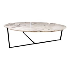 Baxter Couchtisch Icaro Platte Marmor Polarweiß Gestell Metall Schwarz Matt