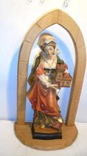 HLG. BARBARA MIT TURM IM TORBOGEN HOLZGESCHNITZT IN SÜDTIROL GRÖDNERTHAL H=37,5
