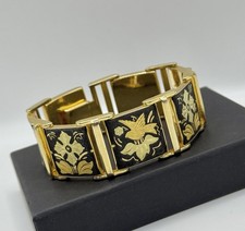 Damascene Toledo Armband – Schwarz/Gold, florales Design 1950