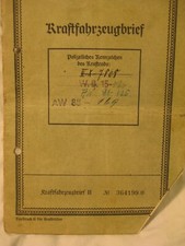 Kraftfahrzeugbrief+Führerschein aus 1936,Führerschein des Besitzers,böse Zeichen
