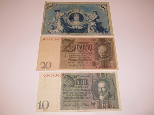 Konvolut reichsbanknoten - konvolut, 3x