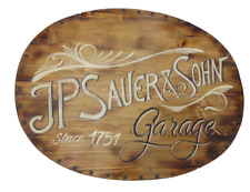 JP Sauer & Sohn since 1751 Garage Holz Werbe Reklame