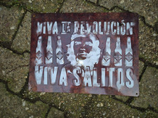 Salitos Bier Blechschild Viva La Revolution braun 40x30 Reklame Tafel Emaille