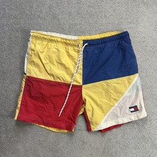 TOMMY HILFIGER Vintage Badehose Badeshorts Gr. M Beach Shorts Logo 17618 Gelb